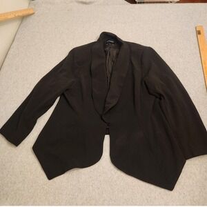 BloomChic Blazer Womens 12 Black Shawl Collar Asymmetrical Hem Hook Eye Stretch